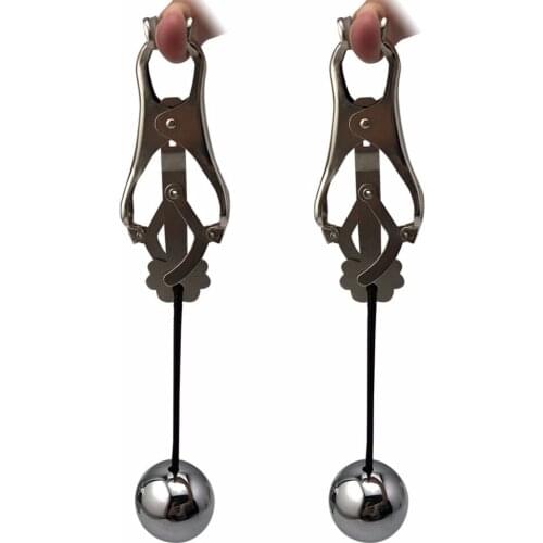 Slave BDSM torture play heavy Clamps cage Nipple clips breast Bondage Restraints metal female Fetish adult sex toy for women