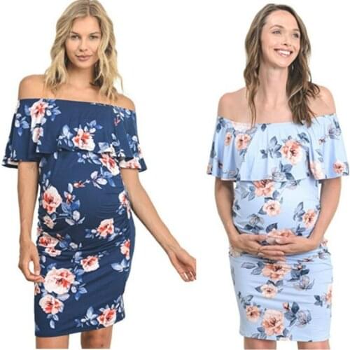 Zebra Remember Off Shoulder Maternity Dresses