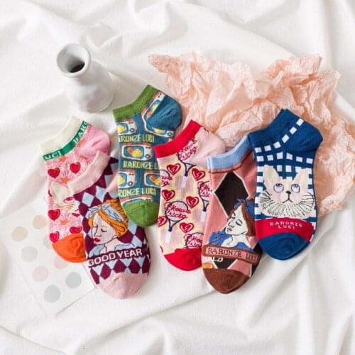 Woman INS Tide Summer Ship Socks Shallow Mouth Invisible Short Tube Lovely Japanese Pure Cotton Thin Socks Woman