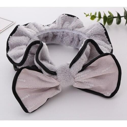 Women Solid Color Bow-knot Hairbands Face Washing Tool Rabbit Ear Lovely Coral Soft Hair Accessories Casual Headdress Girl Cute
