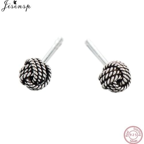 Jisensp 925 Silver Minimalist Wave Knot Earrings Fashion Jewelry Women Accessoires Beautiful Stud Earrings Wedding Gifts