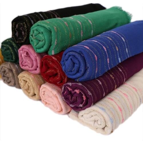 Selling Cotton Linen Ladies Wholesale Cotton Gold Silk Ladies Monochrome Scarf
