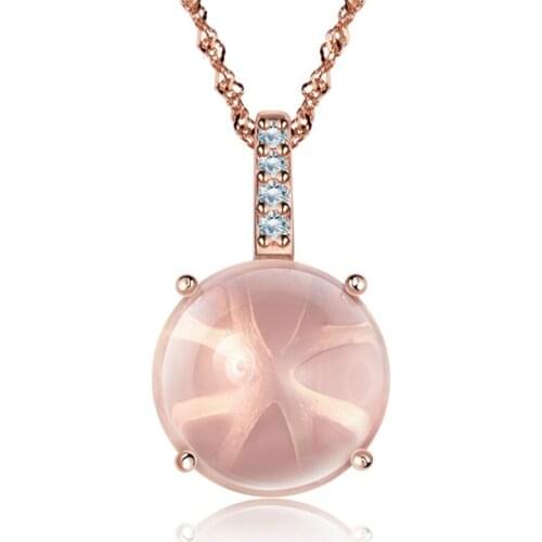 100% 925 sterling silver fashion pink opal gem st ladies' pendant necklaces jewelry women birthday gift wholesale