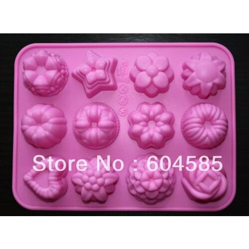 12-Flowers Silicone Cake Mold Chocolate Craft Candy Baking mold
