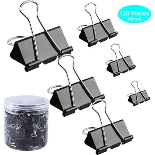 120 pcs/set High Quality Mini Metal Paper Clips 15mm Black Binder Clip for Book Stationery Document Organizing School Office
