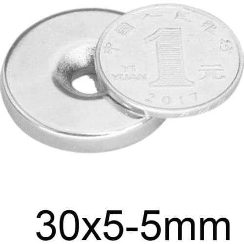 2~100PCS 30X5-5 Strong Magnets 30*5 Hole 5mm Countersunk Neodymium Magnet 30x5-5mm Permanent NdFeB Magnetic 30*5-5 Disc magnet