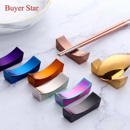 2pcs Gold Chopstick Rack Stainless Steel Chopsticks Holder Spoon Fork Food Sticks Rest Stand Metal Tableware Kitchen Accessories