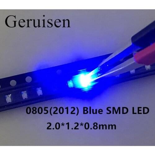 200PCS/SMD 0805 Blue Super Bright SMD LED Lamps Diodes 0805 LED 0805 diodes 460-465nm 80-120mcd 3.0-3.4v light-emitting diode