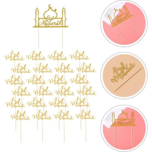 25pcs Chic Cupcake Toppers EID Ramadan Festival Cake Toppers Cake Decor