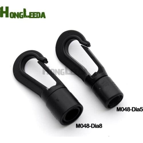 50pcs/lot Black plastic spring snap clip hooks 360 degrees rotatry carabiner swivel paracord bungee shock cords in 5mm 8mm