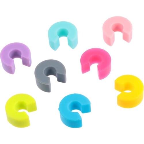 8pcs Silicone C-Shaped Wine Glass Charm Marker Drinking Cup Identifier Sign Recognizer Cup Distinguisher Party Bar Tools