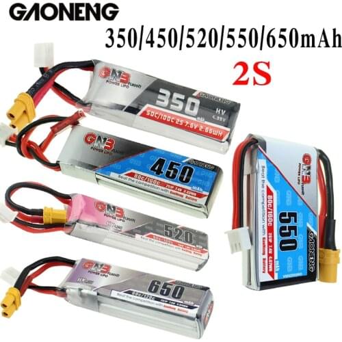 Gaoneng GNB 350/450/520/550/650mAh 2S HV Lipo Battery XT30 Plug for Beta75X RC Drone FPV Racing