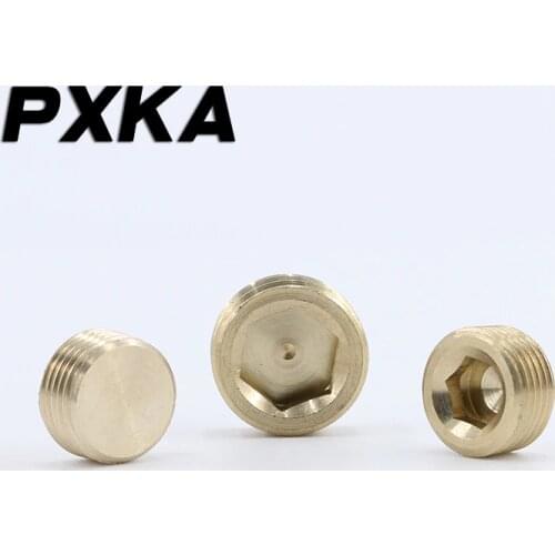 Free shipping 2PCS Pneumatic inner hexagonal brass outer plug head plug head 1/8 1/4 3/8 1/2 3/4 G1 bulkhead head