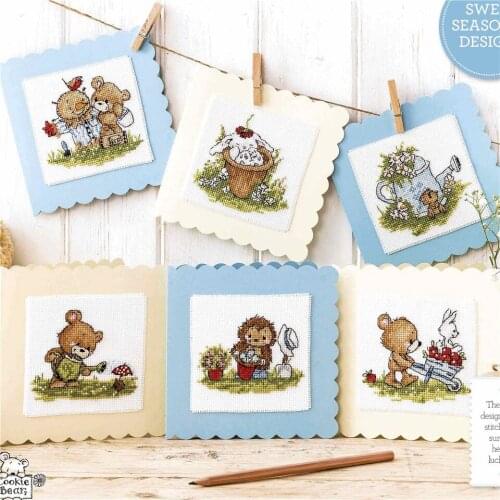 CD383 Cross Stitch Kit Package Greeting Cards Needlework Counted Cross-Stitching Kits Christmas Mothers Fathers Day Birthday