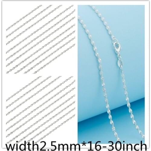 10PCS Fashion Jewelry 16"-30" 925 Sterling Silver Double WATER WAVE Chain Womens Necklace Lobster Clasp Wedding Party Gift