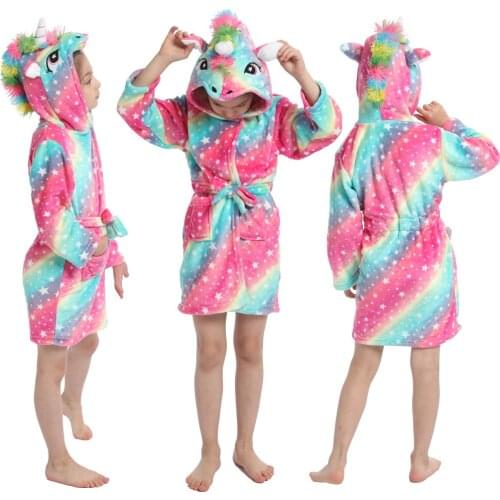 Baby Robe Cartoon Hoodies Girl Boy Sleepwear Winter Toddler Bath Towels Kids Soft Bathrobe Pajamas Childrens Clothing 1-6 Year