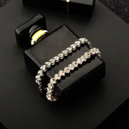 Exquisite luxury Roman crystal simple diamond full diamond zircon bracelet Korean fashion womens jewelry