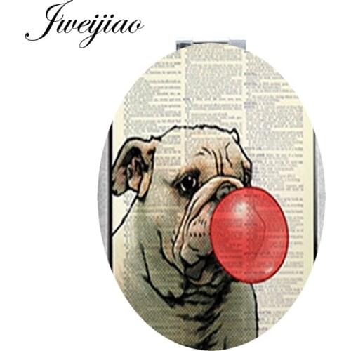 JWEIJIAO A dog blow up a balloon moive PU Oval leather Hand espejo Mirror 2019 new brand best gift for Autistic patients NS331