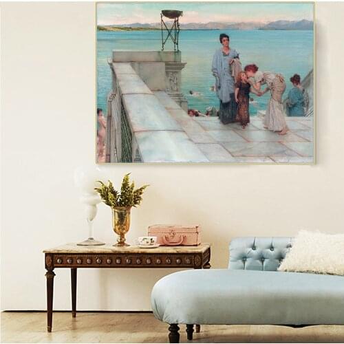 Citon Lawrence Alma-Tadema《A kiss》Canvas Oil Painting Artwork Poster Picture Modern Wall Decor Home Living room Decoration