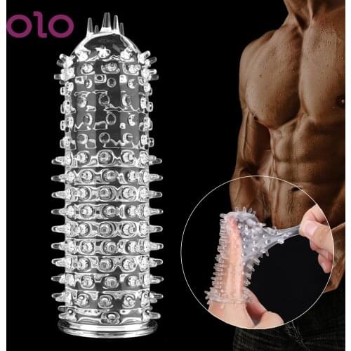 OLO Penis Ring Sleeve Reusable Condom Cock Ring Delayed Ejaculation Male Enlargement Adult Sex Toys for Man Sex Products