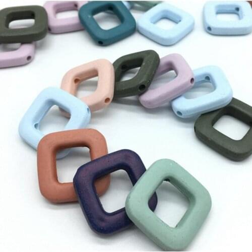 Colorful acrylic Painting/Frosted Square Shape loose bead jewelry findings Headdress/Earrings DIY Beads Accessory 21mm y1476