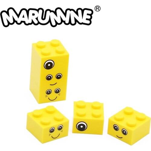 Marumine 3003 DIY 2x2 Bricks Cube With Eyes Print Parts Stranger Modeling Toys Building Blocks Pieces Construction Accessories