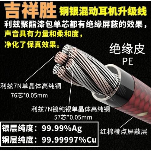 Copper-silver mixed shielded headphones upgrade line base (133 core 21awg) OD: 1.7mm