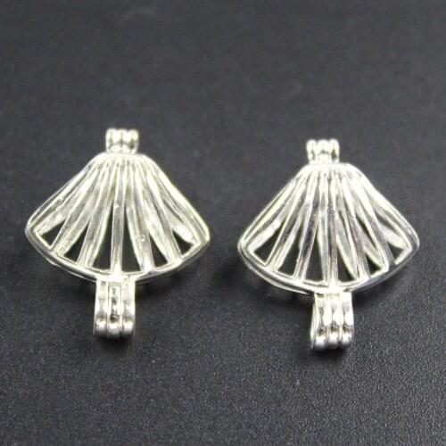 20*16mm, Plated Cute Seashell Pearl Cage Aromatherapy Essential Oil Diffuser Beads Cage Locket Pendant For DIY Jewelry Gifts