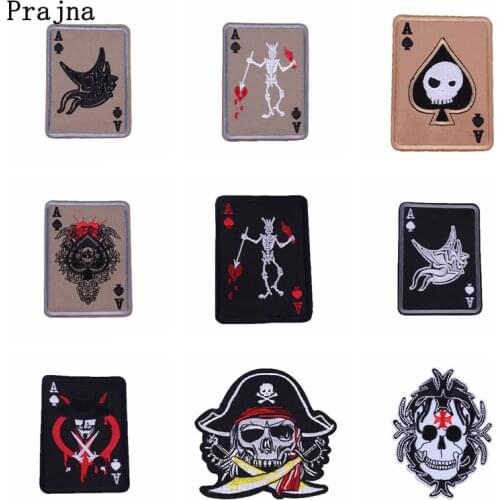 Poker Patches Punk Death Card Iron On Patch DIY Ace Of Spades Badges Embroidered Patches For Clothing T-shirt Applique Bags Dec