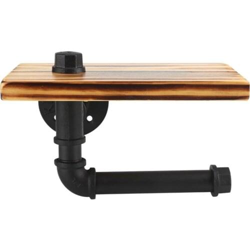 Wall towel rack Towel Shelf Bracket Solid wood panel Bathroom Toilet Towel rack antique industrial Shelf Bracket hook paper