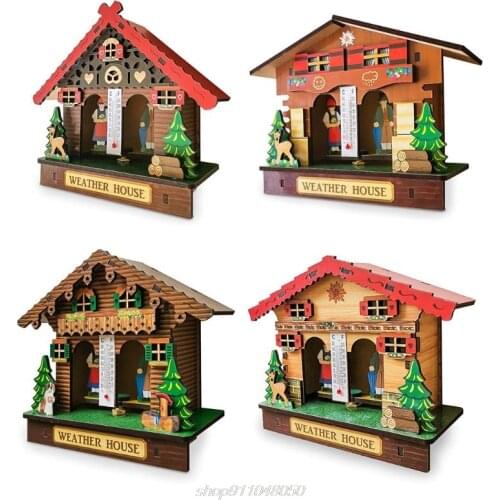 Creative Wooden House Barometer Thermometer Wall Mounted Weather Hygrometer Home Decor D01 20 Dropshipping