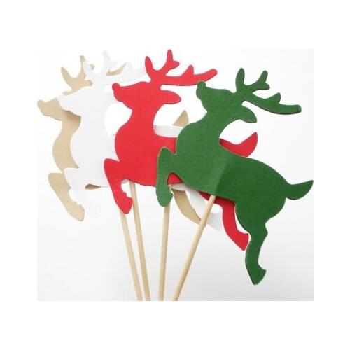 Reindeer Christmas cupcake toppers Wedding Food Picks Bridal baby shower Bachelorette birthday party muffin decorations