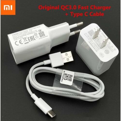 Original Xiaomi Mi 6 6x A3 A2 Note 10 Lite Fast Charger USB Charging EU US Plug Adapter 100CM Type C Cable For Redmi Note 9s 9C
