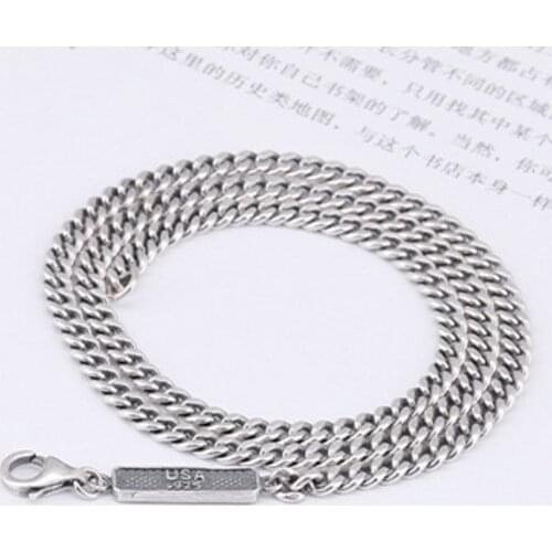New 4MM 925 silver necklace for women fashion clavicle chain man silver necklace naked chain sweater chain personality simple
