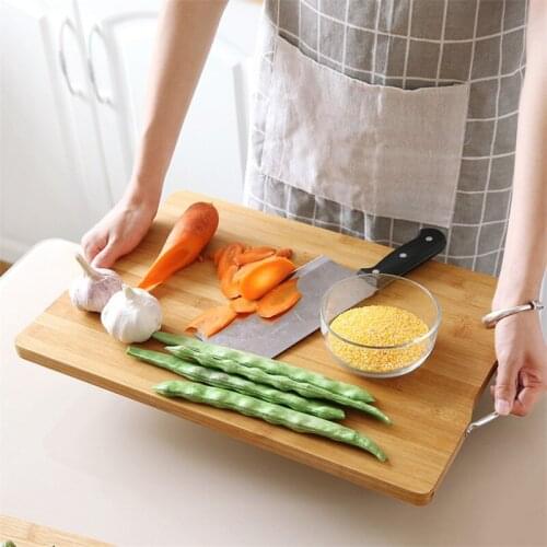 Simple Wooden Thick Chopping Blocks Creative Rectangle Hanging Natural Bamboo Cutting Board Durable Non-Slip Kitchen Tools