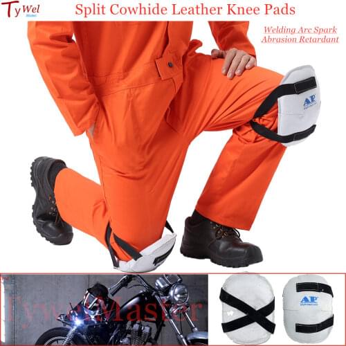 Kneepads Working Knee Pads Cowhide Split Leather Kneel Pads with 30mm Thicken Flame Retardant Sponge Insert Welding Kneel Pads