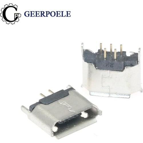 Micro USB 180 Degrees Tail Insertion 5 Pin 30V 1.5A Female Micro USB Connector Tail Plug Port Jack Socket Electric Terminals