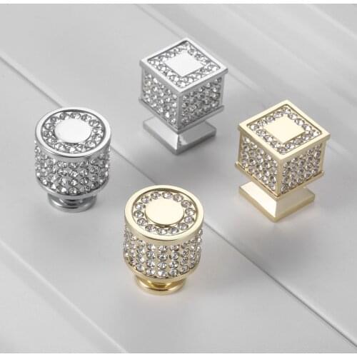 Luxury Crystal Diamond Drawer Cabinet Knobs and Handles Door Handle Furniture Knobs K Gold Cupboard Wardrobe Pull Handles