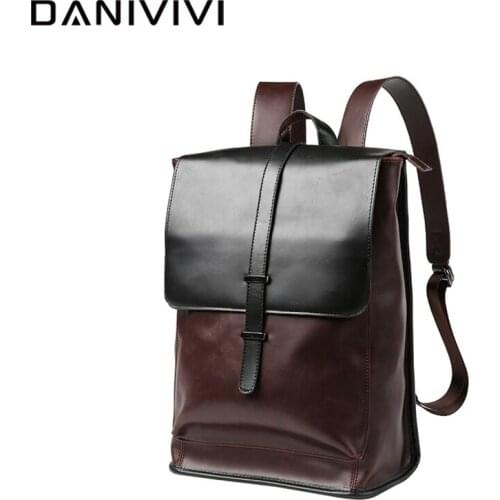 Luxury Leather Backpack Men Laptop Shoulder Bag Vintage Travel Backpacks for Men Bagpack Large Capacity Softback School Bags