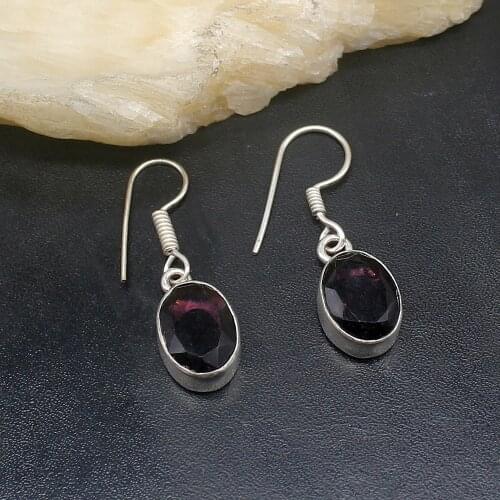Gemstonefactory Big Promotion Single Unique 925 Silver Elegant Purple Amethyst Women Ladies Gifts Dangle Drop Earrings 20211776