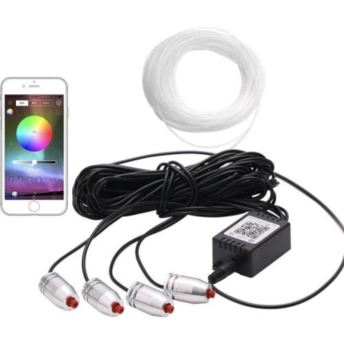 [Seven Neon]1 to 4 Car RGB Fiber Optic Atmosphere Lamps App Control Car Interior Light Ambient Light Decorative Dashboard Door