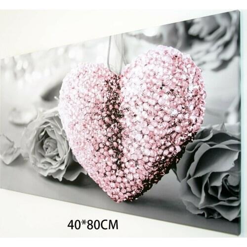 Modern Pink Heart Canvas Printed Art Painting Hanging Home Wall Decor Unframed Pictures As Gifts Crafts Hotel Decoration 40x80cm