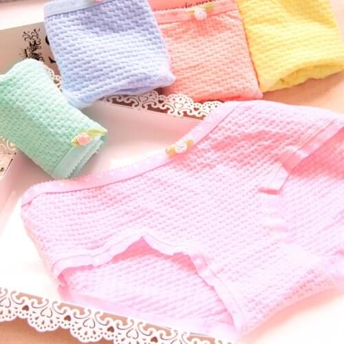 8Pcs/Lot Candy Color Kid Girls Panties Underwear Cotton Teenager Girls Briefs Panties 12-18 Y