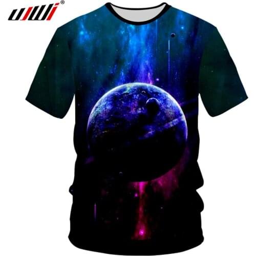 UJWI Cool Tshirt Men New Arrive 3D Digital Print Space Galaxy Universe T Shirts Male Punk Style Round Neck Short Sleeve T-Shirts