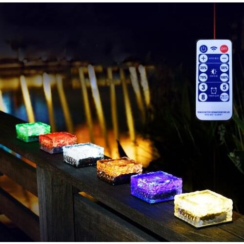 Solar Remote Ice Cube Lights Color Change Outdoor Waterproof Brick Lights for Garden Courtyard Pathway Patio Stair Decoration