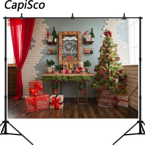 Capisco Christmas Tree curtain Gift home decoration Photography Backgrounds Customized Photographic Backdrops For Photo Studio