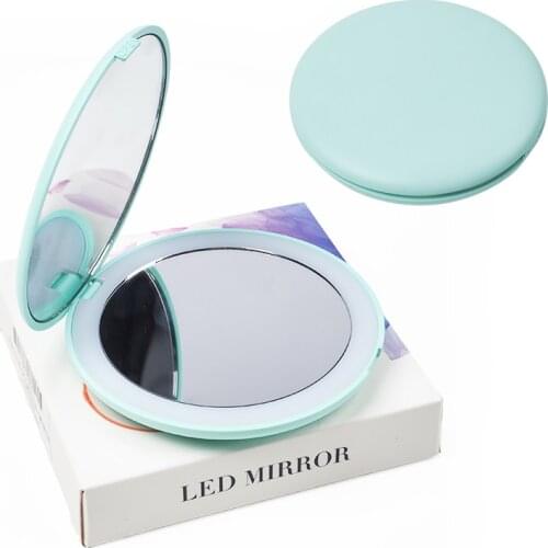 10X HD Magnifying Lighted Makeup Mirror 5 Colors Light Mini Round Portable LED Make Up Mirror Sensing Foldable makeup mirror