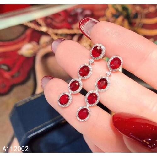 KJJEAXCMY fine jewelry natural ruby 925 sterling silver women gemstone earrings new Ear Studs support test popular hot selling