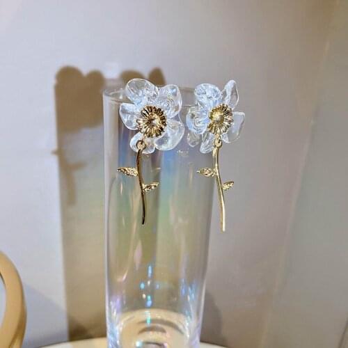 Fashion Clear Branch Flower Earrings For Women Korean Style White Purple Crystal pendientes Jewelry Wholesale