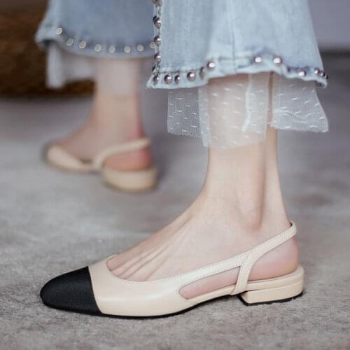 Small Size 32 33 Womens Genuine Natural Leather Flat Shoes Woman Luxury Brand Designer Big Plus Size 43 Slingback Flats Casual